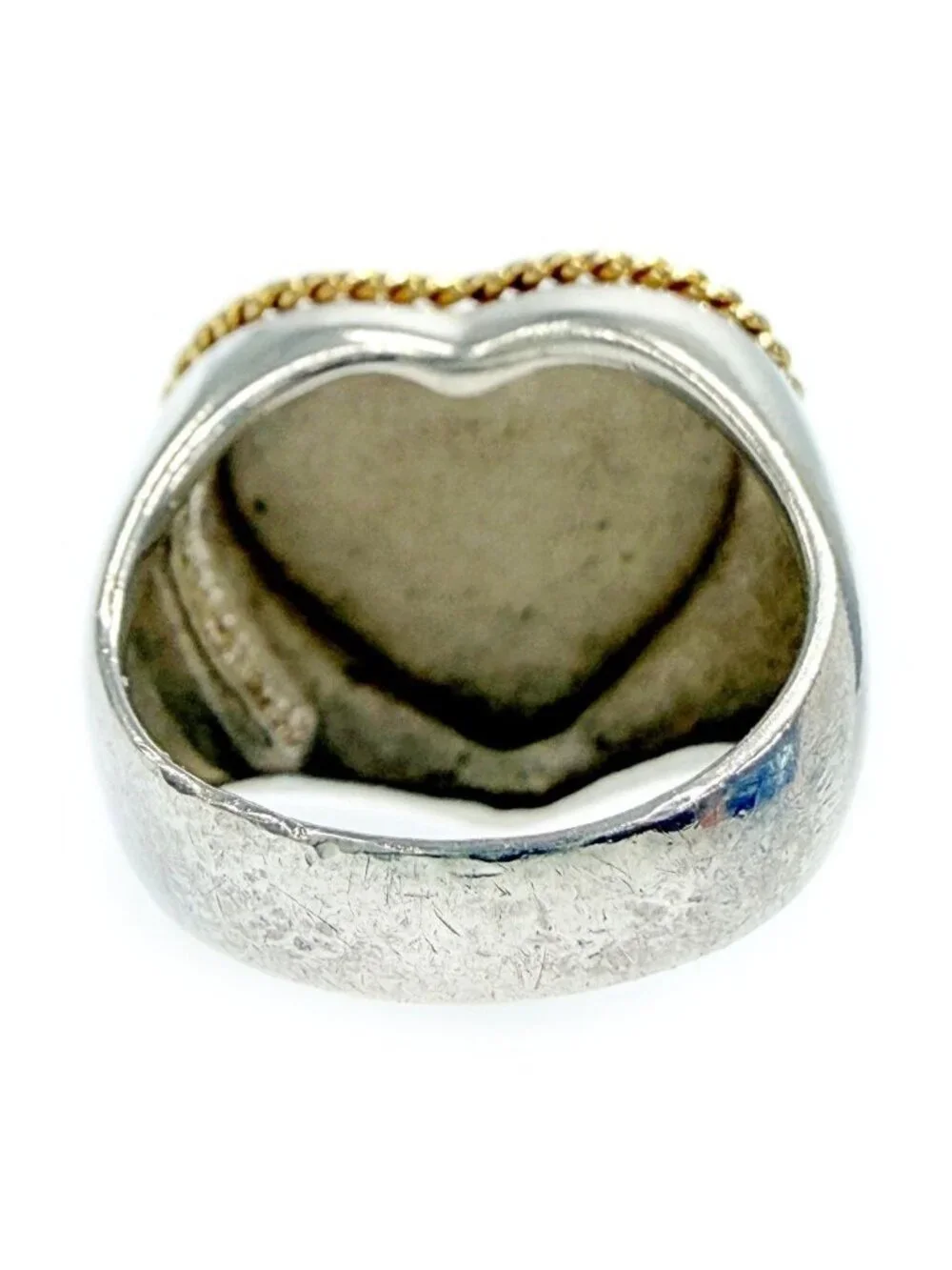 Tiffany & Co Silver Gold Full Heart Twisted Rope Ring